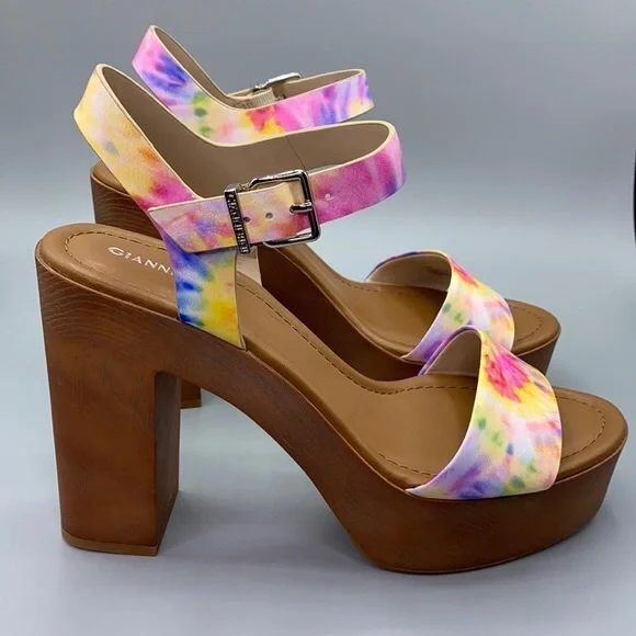 Gianni Bini NEW IN BOX Palmeera Platform Block Heel Sandals 🌈BRIGHT MULTI SZ 9 - Picture 5 of 6